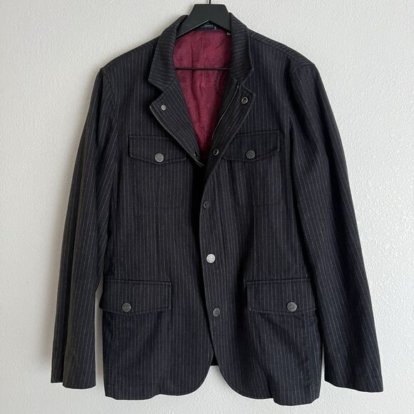 Robert Graham Men’s Hybrid Blazer Zip Jacket Size Small Grey Pinstripe
